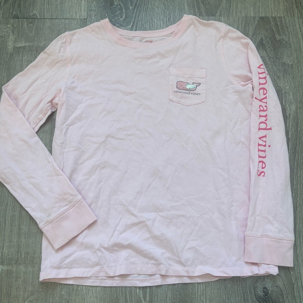Vineyard Vines Girls Light Pink Long Sleeve Valentines Day Tee size L(14)